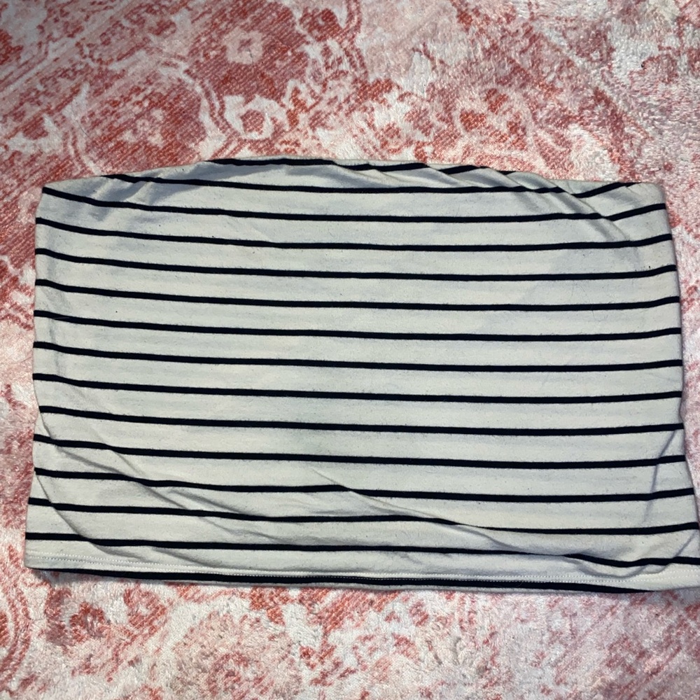 White and Black Striped tube top aesthetic